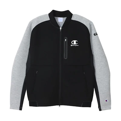 Champion SS24 Logo Zip Baseball Collar Raglan Jacket Oxford Gray Unisex C3-ZG603-070
