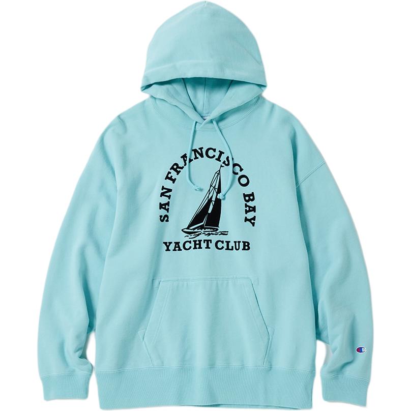 Champion SS24 Ocean Style Logo Hoodie Unisex Oversized Light Gray Blue C8-Z105-380