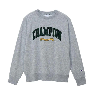 Champion SS24 Raglan Crewneck Sweatshirt Oxford Grey Letter Pattern C3-ZG001-070