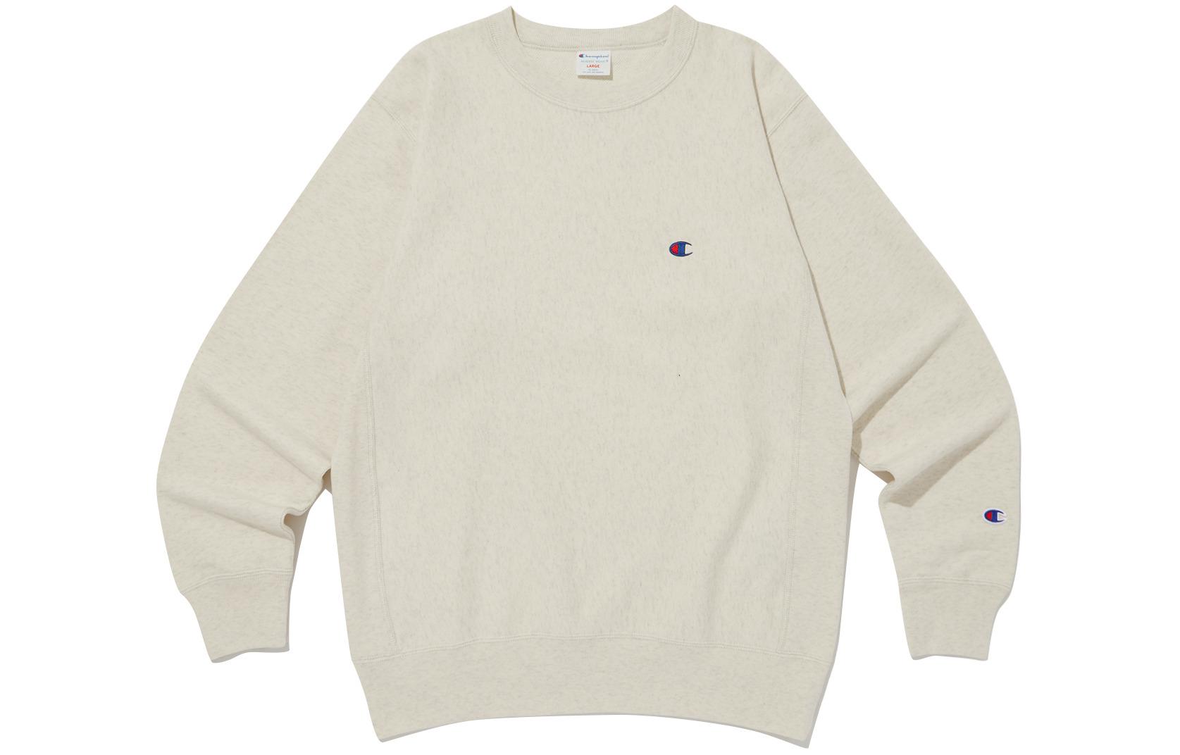 Champion SS24 Reverse Weave Logo Loose Crewneck Sweatshirt Unisex Cream Color CKTS4E306CR