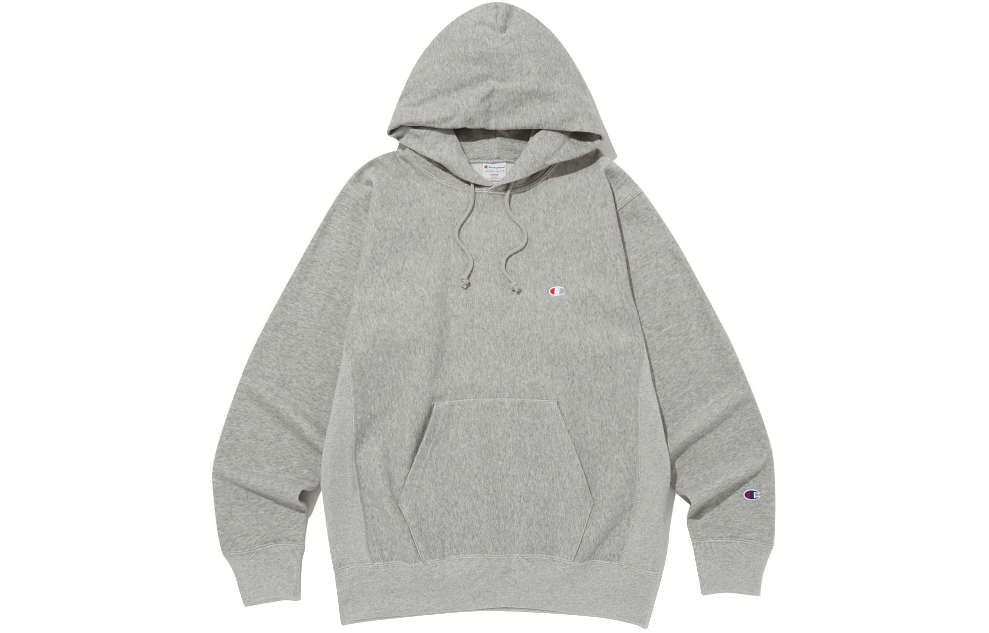 Champion SS24 Reverse Weave Logo Loose Fit Hoodie Unisex - Grey CKTS4E506G2