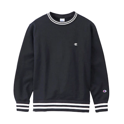 Champion Striped Embroidered Japanese Sweatshirt Unisex Dark Blue C3-Q004-C370
