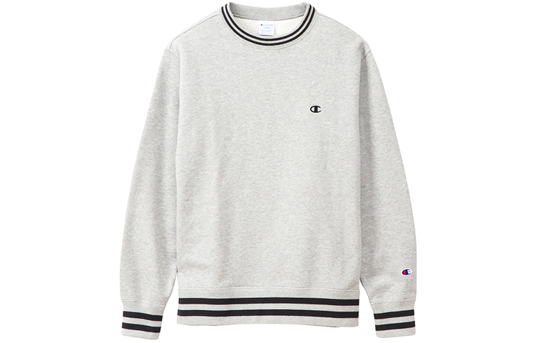 Champion Striped Embroidered Sweatshirt Japan Version Unisex - Grey C3-Q004-C070