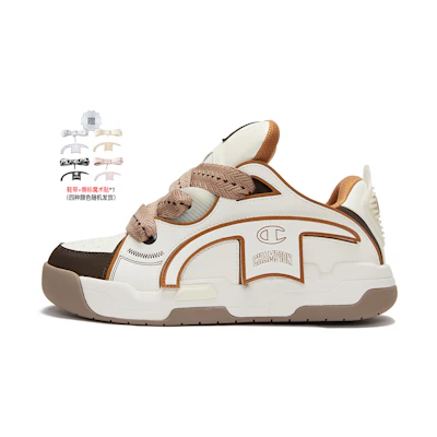 Champion TronSkate V1 Low Top Sneaker 'White Chocolate Brown Classic Logo'