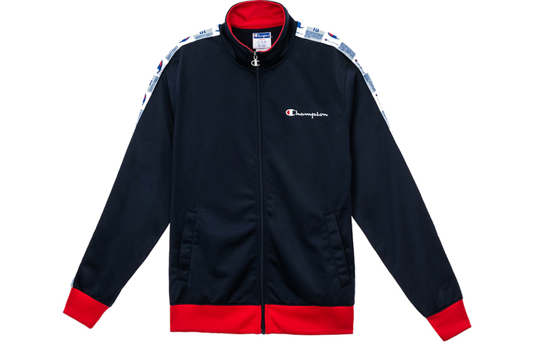 Champion US Life Series Red Blue Embroidered Logo Track Jacket Navy Unisex V3377-550916-787