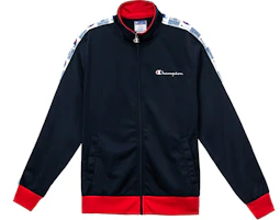 Champion US Life Series Red Blue Embroidered Logo Track Jacket Navy Unisex V3377-550916-787 Champion US Life Series Red Blue Embroidered Logo Track Jacket Navy Unisex V3377-550916-787