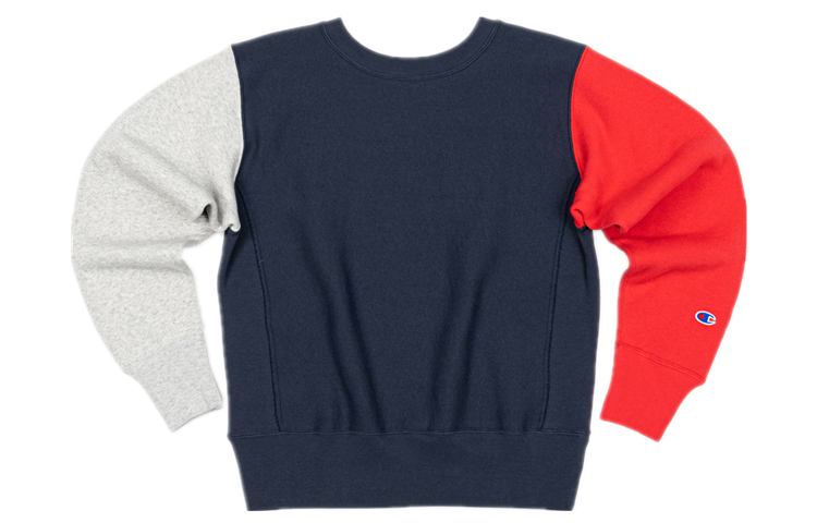 Champion Valentine's Series Navy Blue Spliced Pullover Fleece Sweatshirt C3-S008-M653