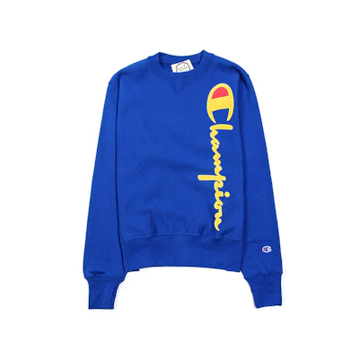 Champion Vertical Logo Fleece Pullover Hoodie Blue Unisex Winter Edition GF70-Y07954-5EC