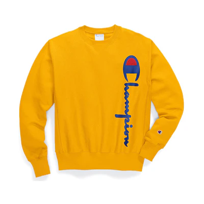 Champion Vertical Logo Pullover Sweatshirt Yellow - Unisex US Edition GF70-Y07954-BYC