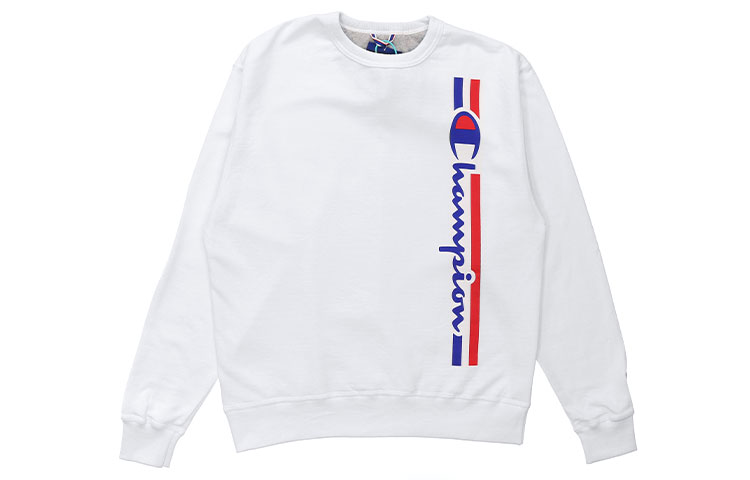 Champion White Crewneck Sweatshirt with Vertical Script Logo Unisex US Version GF88H-Y07973-WHC