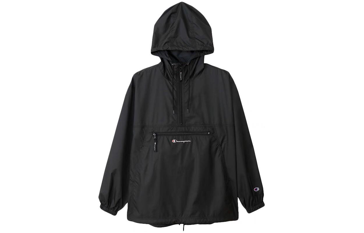 Champion Windproof Pullover Hoodie Jacket - Black c3-t605-as
