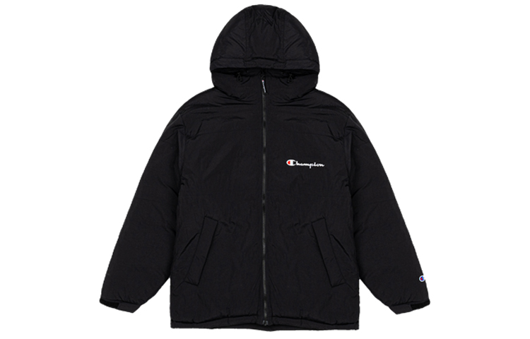 Champion Winter Black Hoodie with Script Logo C3-S608-M201