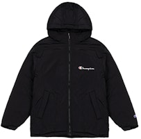 Champion Winter Black Hoodie with Script Logo C3-S608-M201 Champion Winter Black Hoodie with Script Logo C3-S608-M201