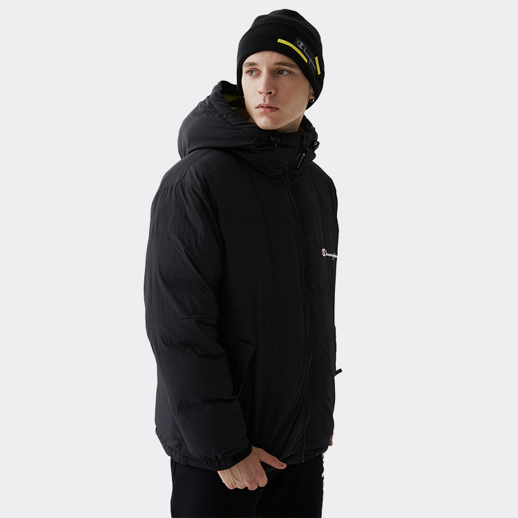 Details for 챔피언 윈터 블랙 후드티 스크립트 로고 C3-S608-M201