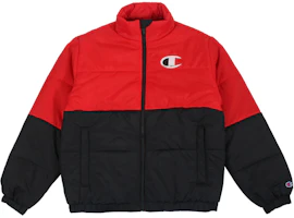 Champion Winter Fleece-Lined Zip Jacket Black Red Unisex US Version. V4522-1 Champion Winter Fleece-Lined Zip Jacket Black Red Unisex US Version. V4522-1