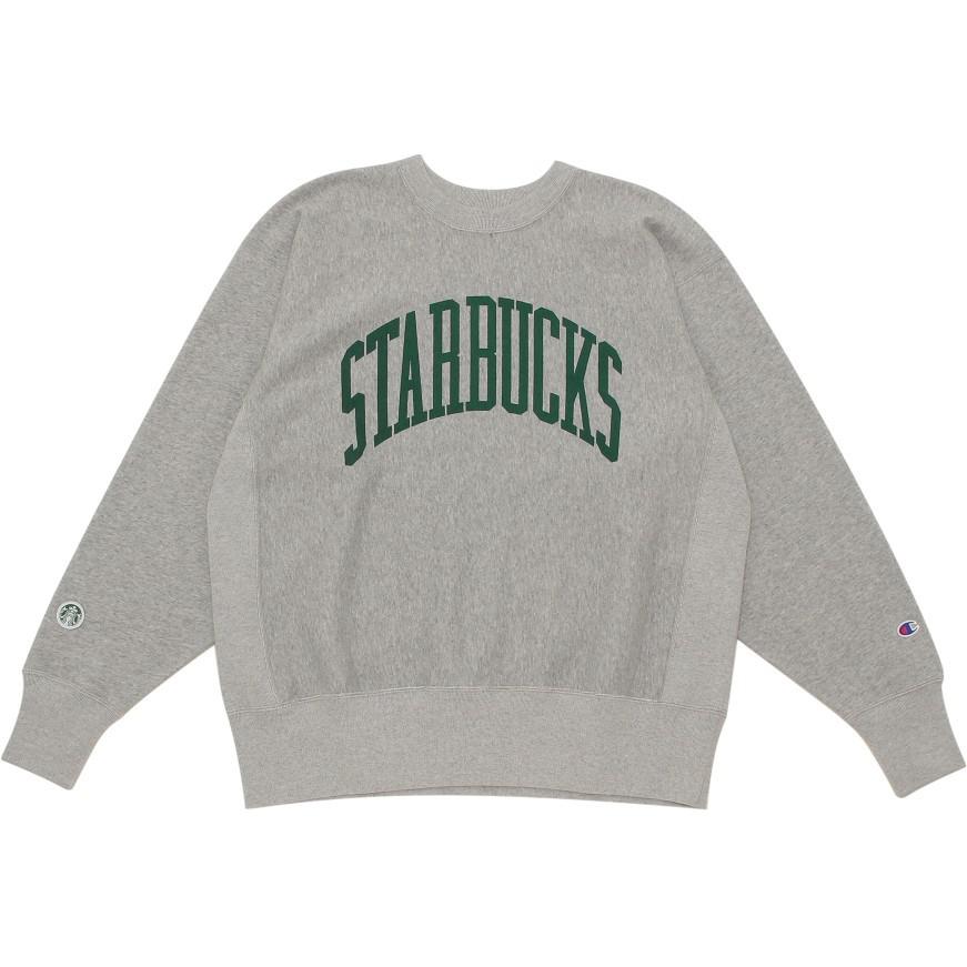 Champion Beams Starbucks SS24 Logo Crewneck Sweatshirt Unisex Grey 4524785567863