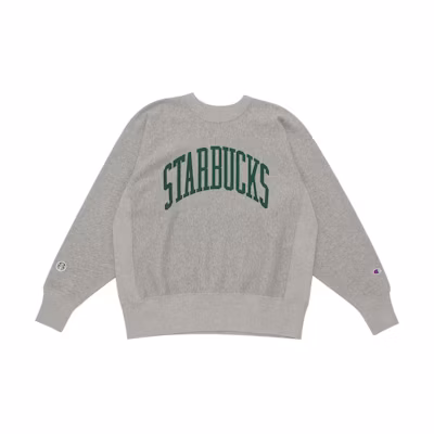Champion Beams Starbucks SS24 Logo Crewneck Sweatshirt Unisex Grey 4524785567863