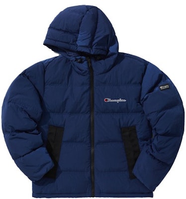 Champion x Embroidered Script Logo Puffer Jacket Unisex Thick Hooded Casual Warm EM-UDJ01 3