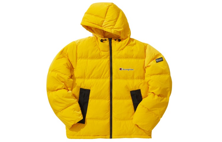 Order Champion x Embroidered Script Logo Puffer Jacket Unisex Thick Hooded Casual Warm EM-UDJ01