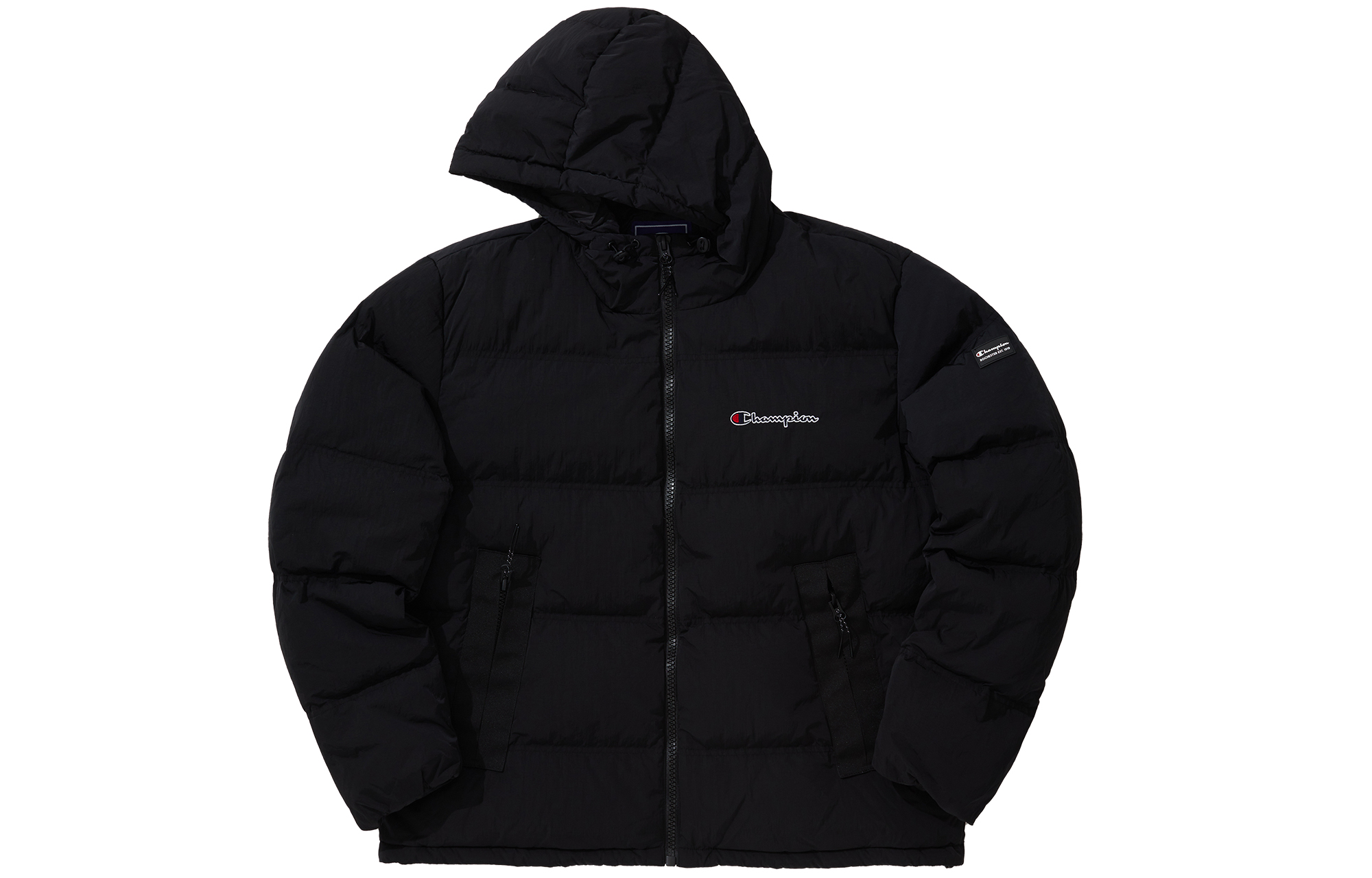 Details for Champion x Embroidered Script Logo Puffer Jacket Unisex Thick Hooded Casual Warm EM-UDJ01