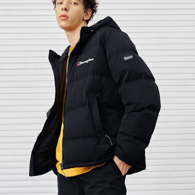 Champion x Embroidered Script Logo Puffer Jacket Unisex Thick Hooded Casual Warm EM-UDJ01 2