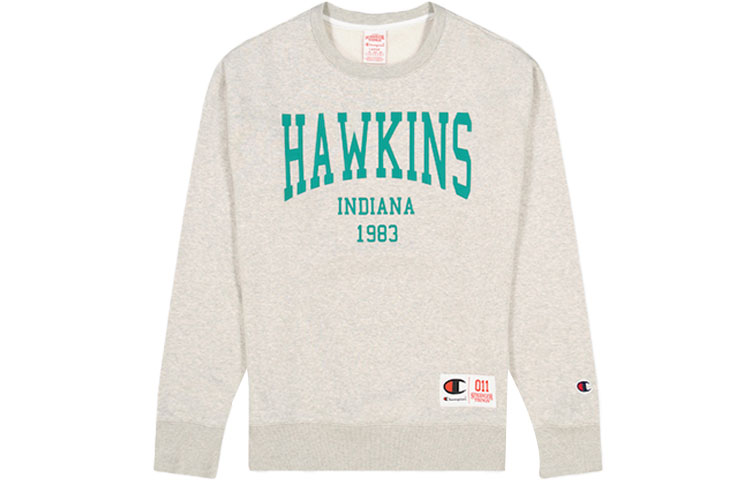 Champion x Stranger Things Hawkins Sweatshirt Logo Crewneck Unisex Grey 217752-EM028