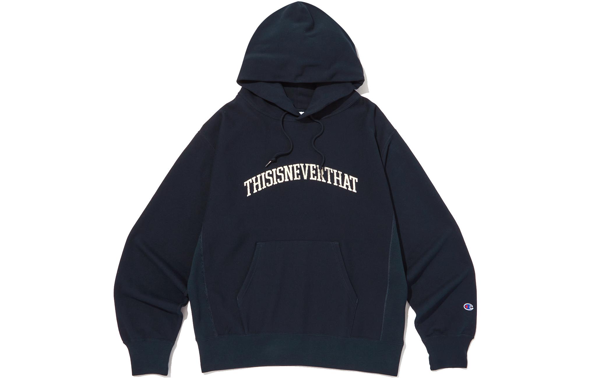Champion thisisneverthat FW23 Small C-Logo Hoodie Navy Unisex C8-Y134-M607