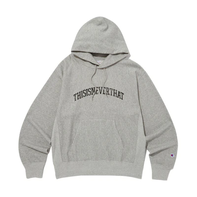 Champion thisisneverthat FW23 Small C-Logo Print Hoodie Unisex Light Gray C8-Y134-M302