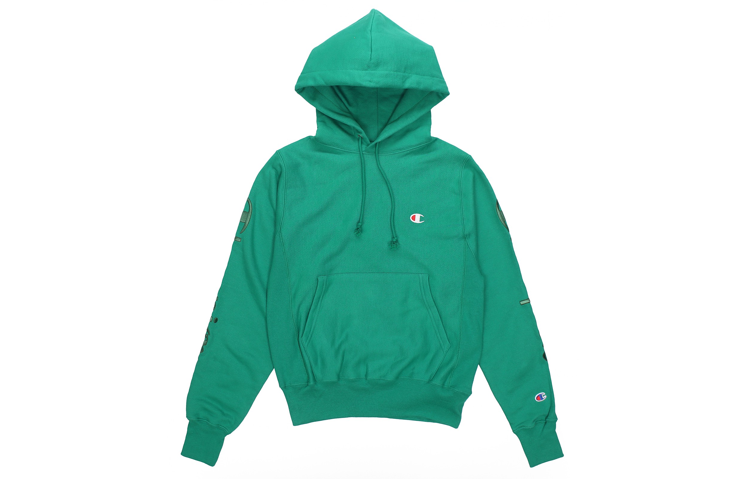 Champion UO Embroidered Script Fleece Pullover Hoodie Green Unisex Couple Style GF68-Y07218-P3C