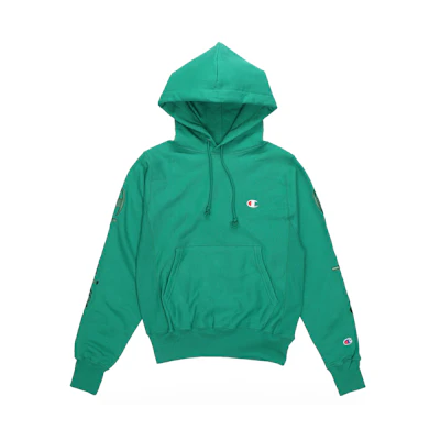Champion UO Embroidered Script Fleece Pullover Hoodie Green Unisex Couple Style GF68-Y07218-P3C