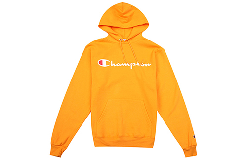 Champion Yellow Hoodie Regular Fit with Script Logo and Fleece Lining 7347A-740