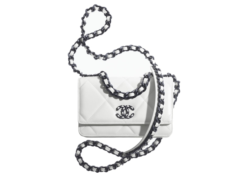Chanel 19 Chain Wallet White/Black