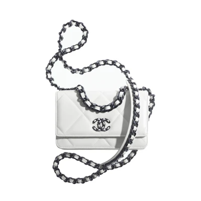 Chanel 19 Chain Wallet White/Black