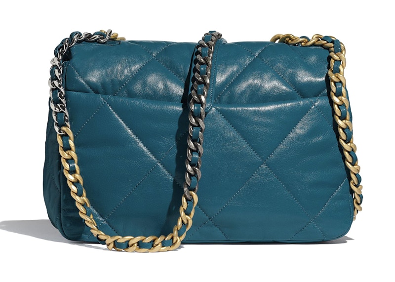 Order 香奈儿19号镶边包 山羊皮 金色/银灰色 绿松石色