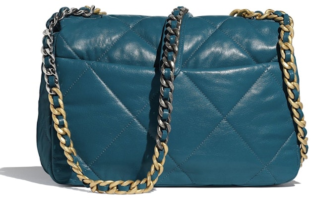 香奈儿19号镶边包 山羊皮 金色/银灰色 绿松石色 Order 香奈儿19号镶边包 山羊皮 金色/银灰色 绿松石色