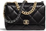 Buy Beg Chanel 19 Kulit Anak Kambing Emas/Rutenium Maxi Hitam