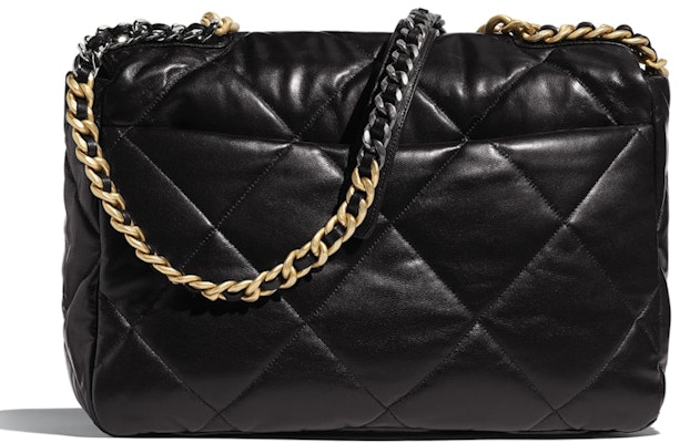Beg Chanel 19 Kulit Anak Kambing Emas/Rutenium Maxi Hitam Order Beg Chanel 19 Kulit Anak Kambing Emas/Rutenium Maxi Hitam