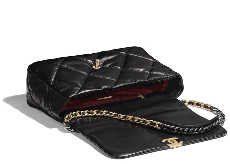 Lookbook Beg Chanel 19 Kulit Anak Kambing Emas/Rutenium Maxi Hitam