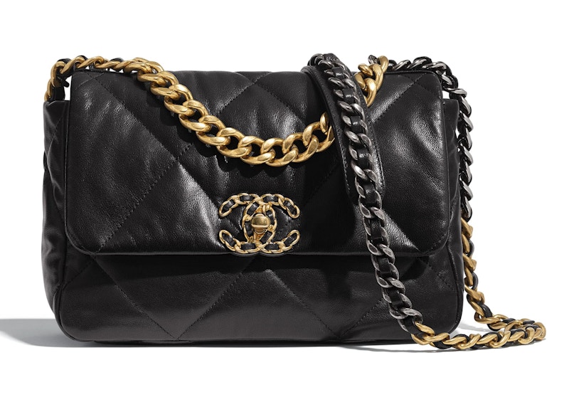 Chanel 19 Handbag Black Goatskin