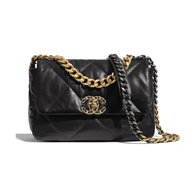 Chanel 19 Handbag Black Goatskin