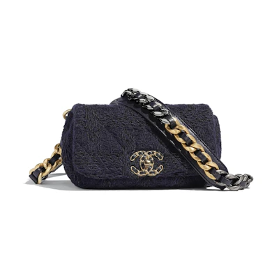 Chanel 19 Waist Bag Tweed Gold/Ruthenium-tone Navy/Black