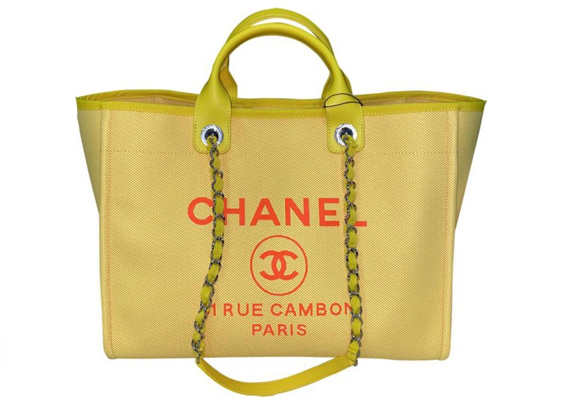 Chanel 21S Deauville CC Large Tote Yellow/Orange