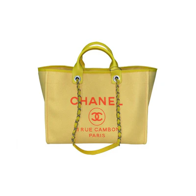 Chanel 21S Deauville CC Large Tote Yellow/Orange