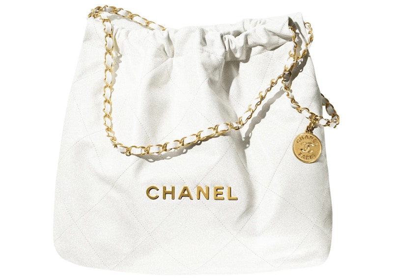 Chanel 22 Handbag 22S Calfskin White/Gold Logo Novelship
