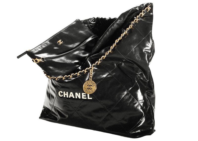 Order 샤넬 22 라지 핸드백 22S 송아지가죽 블랙/화이트 로고