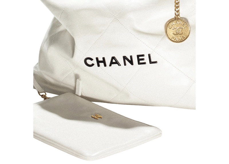 Chanel 22 Handbag Large 22S Calfskin White/Black Logo 圖 3