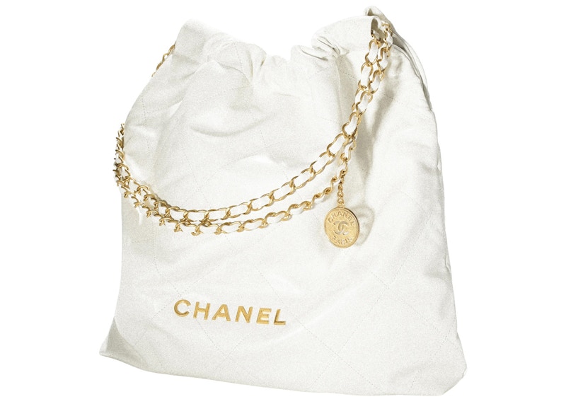 Order Tas Chanel 22 Besar 22S Kulit Anak Putih/Logo Emas
