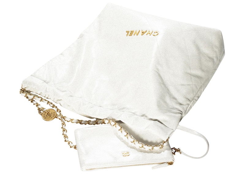 Lookbook Tas Chanel 22 Besar 22S Kulit Anak Putih/Logo Emas