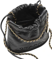 Order Bolso Chanel 22 Mini 23K Piel de Ternera Brillante Graneada Negra