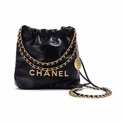 Chanel 22 Handbag Mini 23S Shiny Calfskin Black